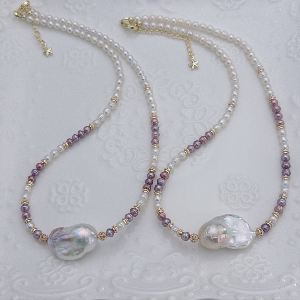 X114 Handmade Freshwater Baroque Pearl Necklace